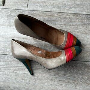 Vintage Faith Multicolour Retro  Fashion Leather Pumps Made in Spain